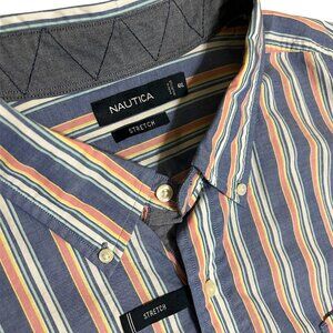 4XL *NEW* Nautica Men's SS Striped Shirt - Button Up - Casual or Business 4X